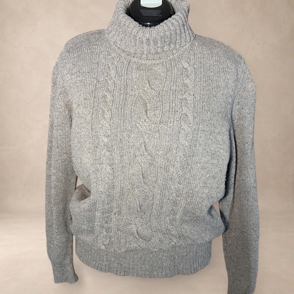 Cable Knit Turtleneck Sweater Sonoma Life + Style Gray XL